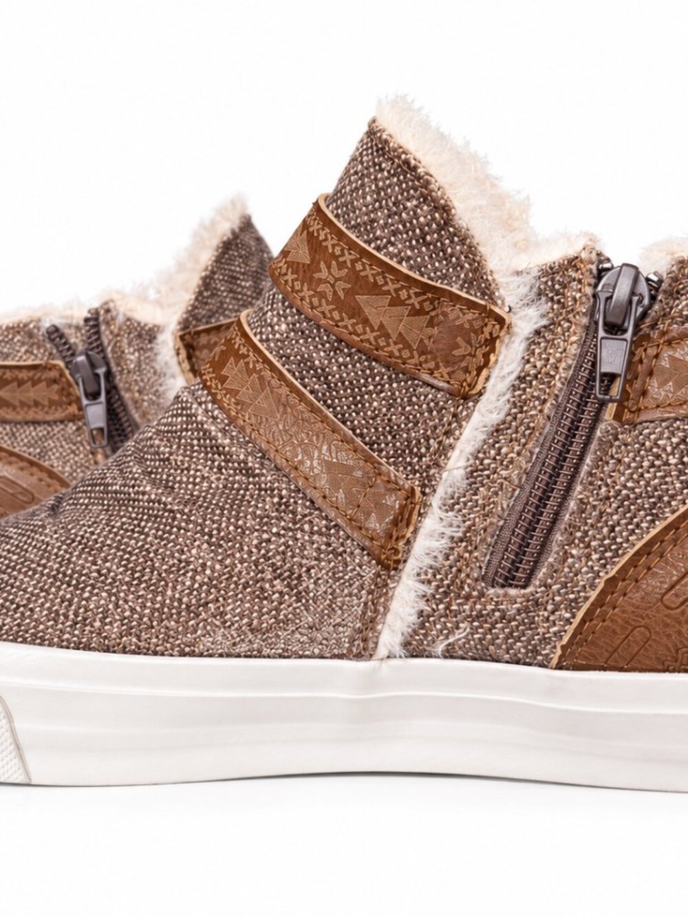 Blowfish Malibu Vex Faux Fur Buckle High Top Sneakers Brown Gold
